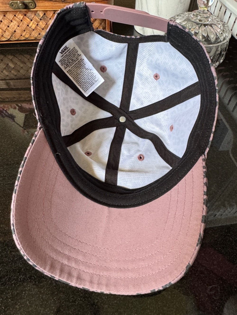 Vans Pinkish Purple Leopard Print Cap with Black Spot Pattern - Picture 2 of 3